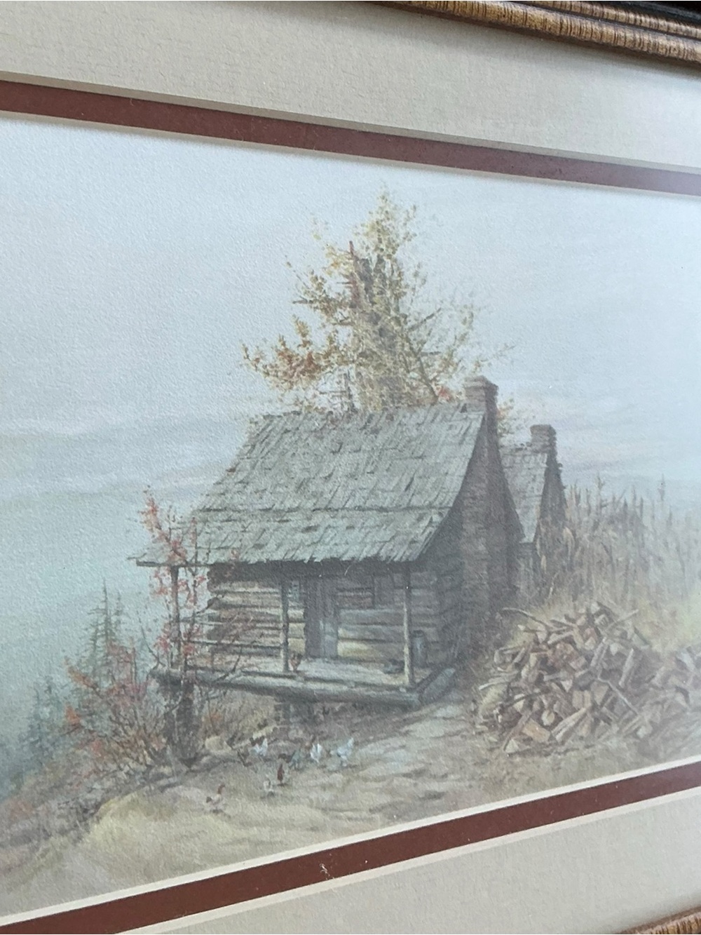 Vintage Ben Hampton “Blue Ridge” Framed Mountain Cabin Landscape Print